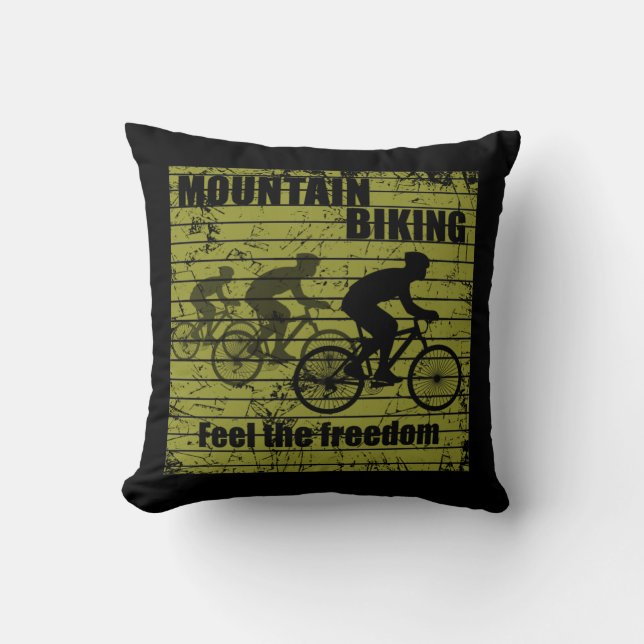 Mountain biking MTB Throw Pillow (Front)