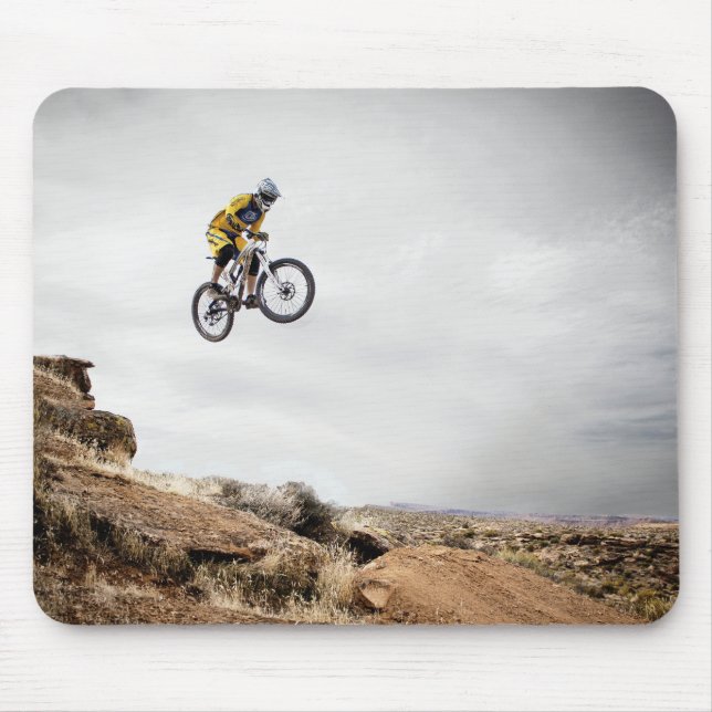 mountain biking, nature, sports mouse pad (Front)