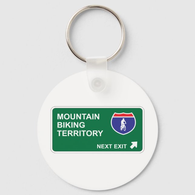 Mountain Biking Next Exit Keychain (Front)