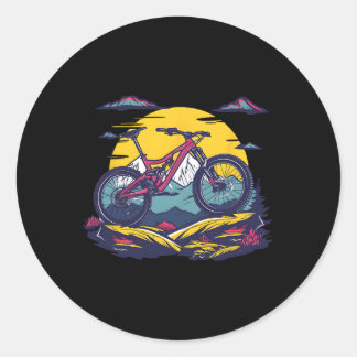 Mountain Biking Portrait  Classic Round Sticker