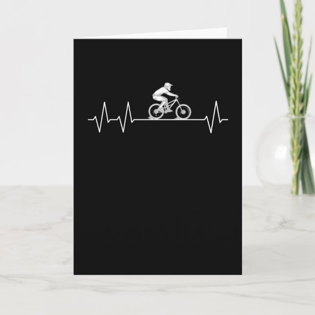 Mountain Biking Pulse Downhill Biker Heartbeat MTB Card (Front)