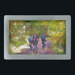 MOUNTAIN BIKING RECTANGULAR BELT BUCKLE<br><div class="desc">A watercolor  of three men mountain biking in the Welsh hills.</div>