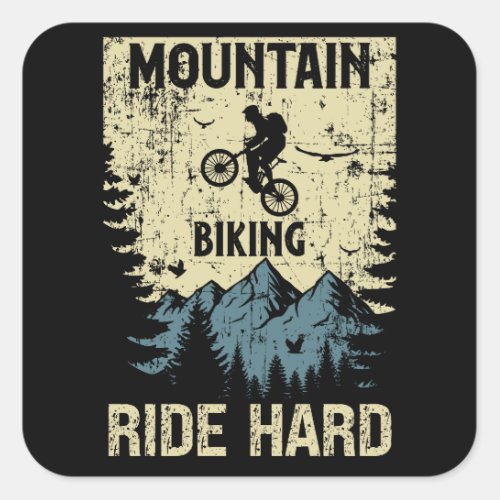 Mountain biking retro style quote motivational  square sticker