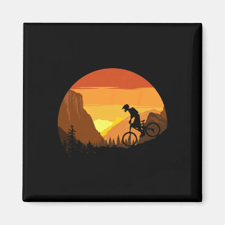 Mountain Biking Retro Sunset Trail Rider  Magnet