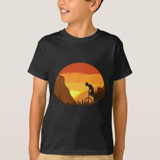 Mountain Biking Retro Sunset Trail Rider  T-Shirt