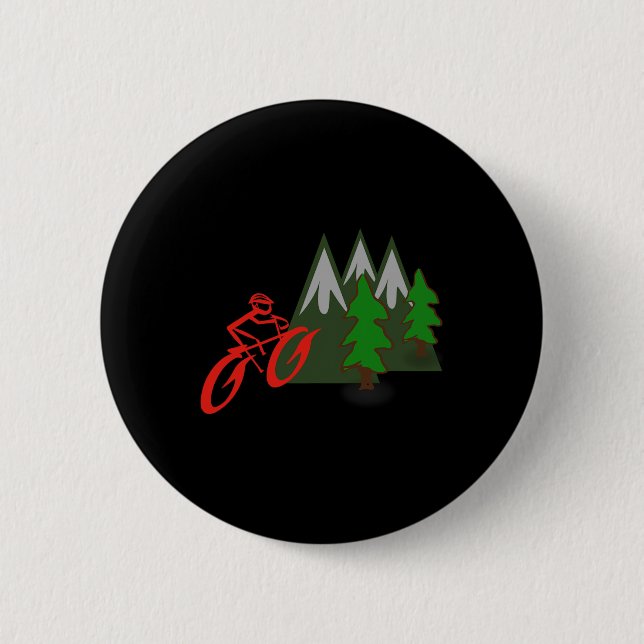 Mountain Biking Rider Climbing Scene  Button (Front)