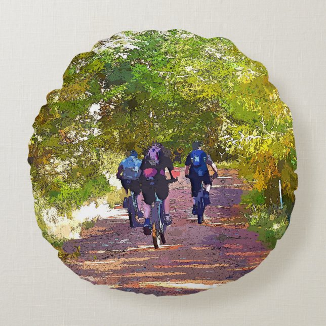 MOUNTAIN BIKING ROUND PILLOW (Front)