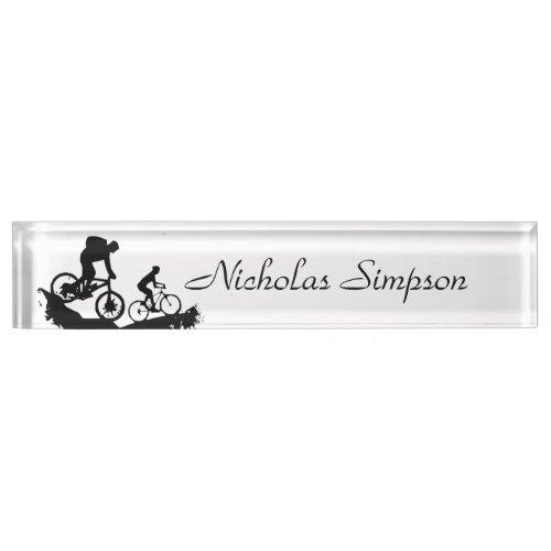 Mountain Biking Sport Logo Custom Name Art Desk Name Plate