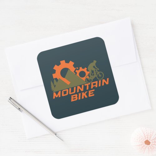 Mountain biking square sticker