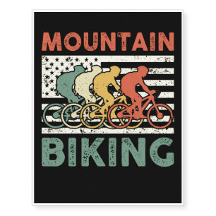Mountain Biking Team Vintage American Flag Temporary Tattoos