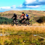 MOUNTAIN BIKING TEAPOT<br><div class="desc">A watercolor a of three men mountain biking in the Welsh hills.
com</div>