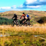 MOUNTAIN BIKING TEAPOT<br><div class="desc">A watercolor a of three men mountain biking in the Welsh hills. 


com</div>