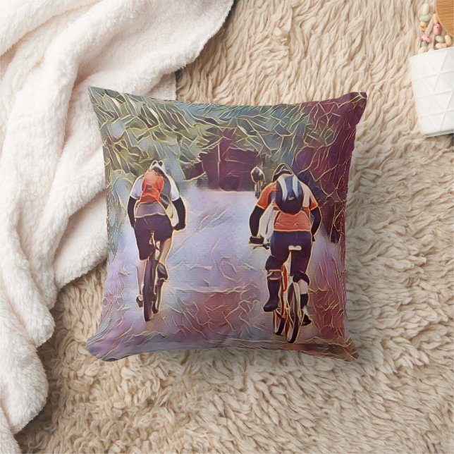 MOUNTAIN BIKING  THROW PILLOW (Blanket)