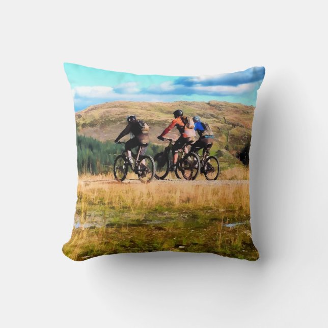 MOUNTAIN BIKING THROW PILLOW (Front)