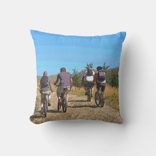 MOUNTAIN BIKING THROW PILLOW (Front)