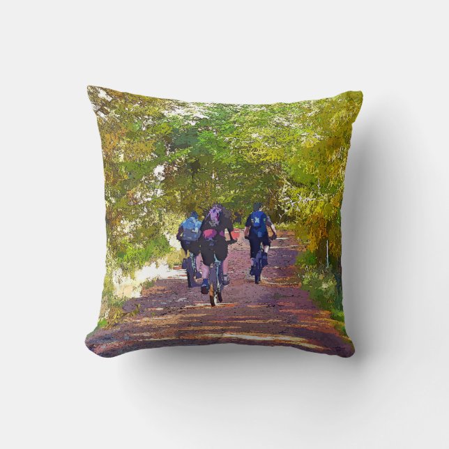 MOUNTAIN BIKING THROW PILLOW (Front)