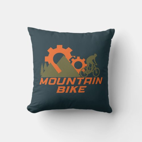 Mountain biking throw pillow