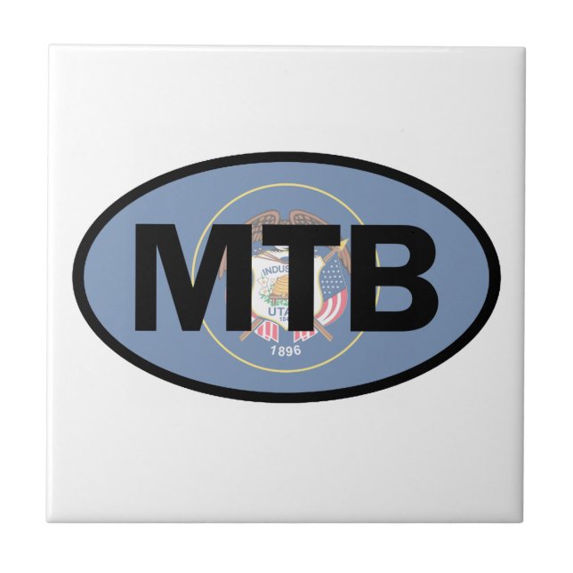 Mountain Biking Utah Flag Ceramic Tile (Front)