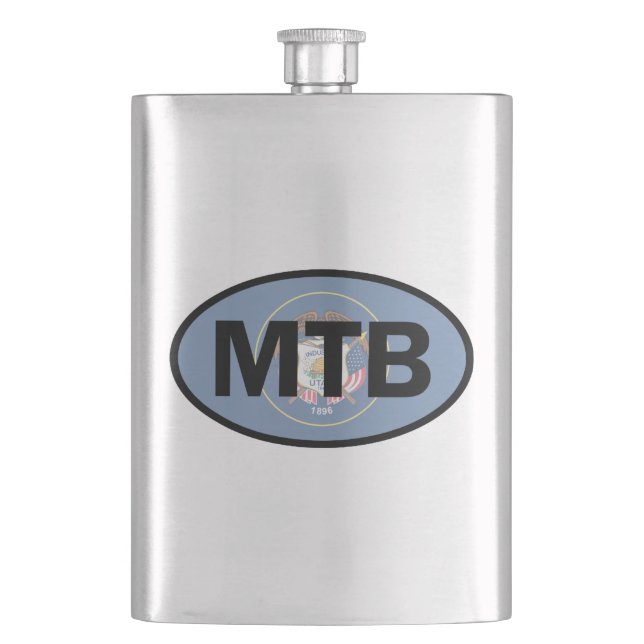 Mountain Biking Utah Flag Flask (Front)
