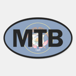 Mountain Biking Utah Flag Oval Sticker