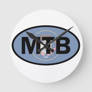 Mountain Biking Utah Flag Round Clock