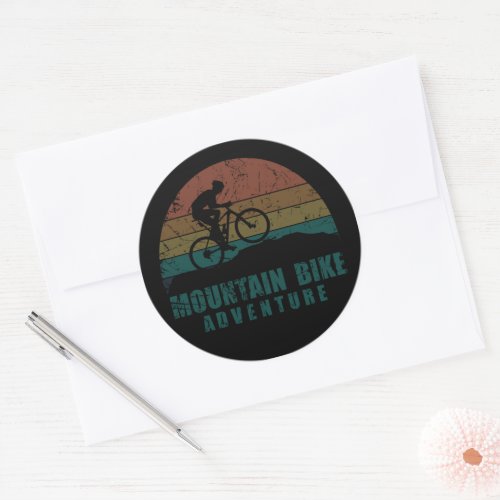 Mountain biking vintage classic round sticker