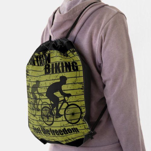 Mountain biking vintage drawstring bag