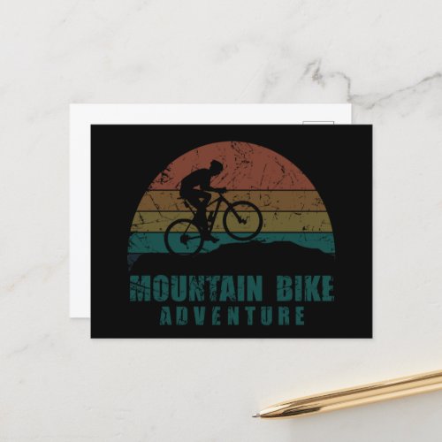 Mountain biking vintage holiday postcard