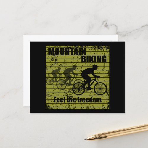 Mountain biking vintage holiday postcard