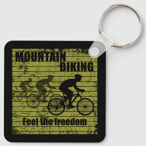 Mountain biking vintage keychain