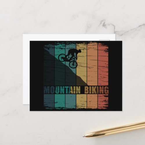 Mountain biking vintage postcard