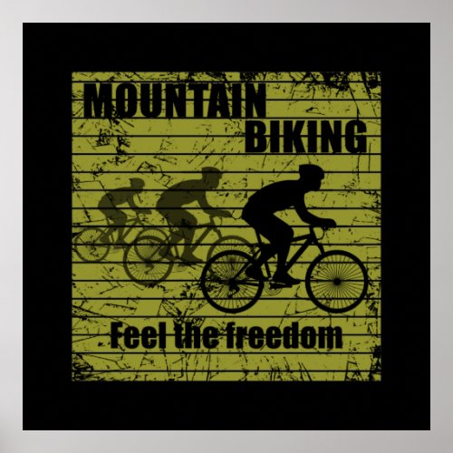 Mountain biking vintage poster