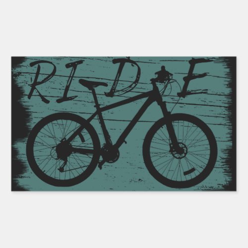 Mountain biking vintage rectangular sticker