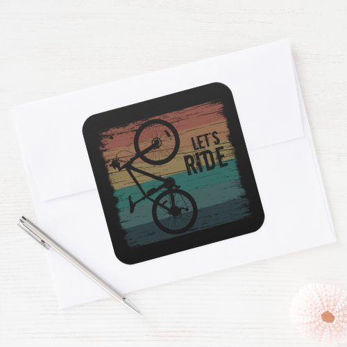 Mountain biking vintage square sticker