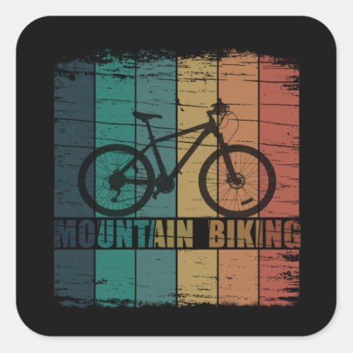 Mountain biking vintage square sticker