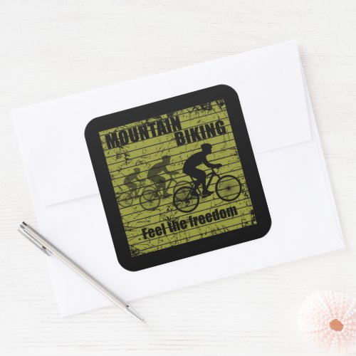 Mountain biking vintage square sticker