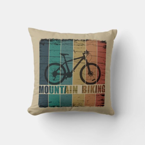 Mountain biking vintage throw pillow