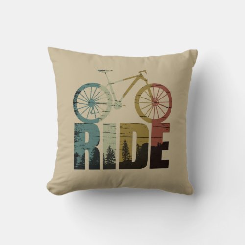 Mountain biking vintage throw pillow