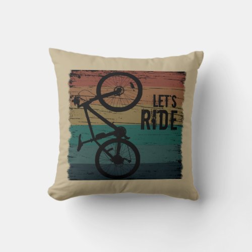 Mountain biking vintage throw pillow