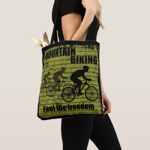 Mountain biking vintage tote bag