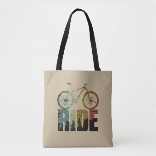 Mountain biking vintage tote bag