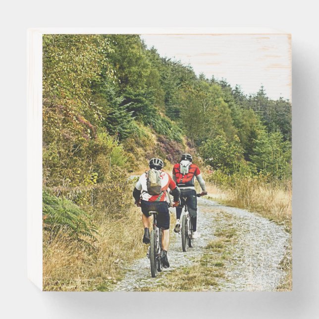 MOUNTAIN BIKING WOODEN BOX SIGN (Front Horizontal)