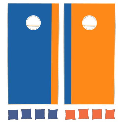 Mountain Blue and Orange Add Your Logo Cornhole Set