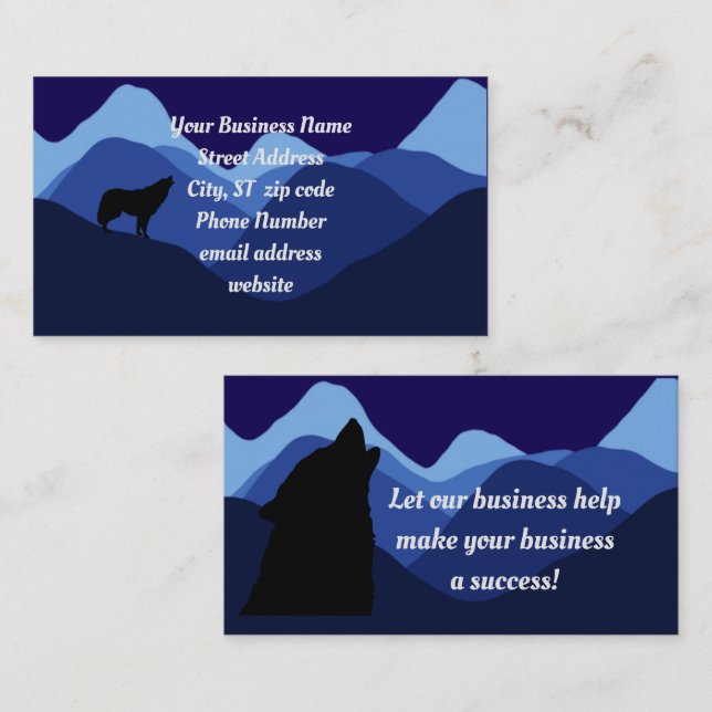 Mountain blue wolf 2 sided Business Card (Front/Back)
