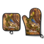 Mountain Bluebird at Arches National Park Oven Mitt & Pot Holder Set