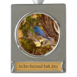 Mountain Bluebird at Arches National Park Silver Plated Banner Ornament