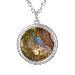 Mountain Bluebird at Arches National Park Silver Plated Necklace