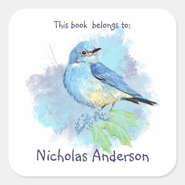 Mountain Bluebird Bird book belongs Bookplate (Front)