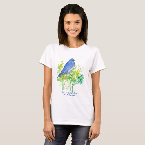Mountain Bluebird Desert Sagebrush Watercolor T_Shirt