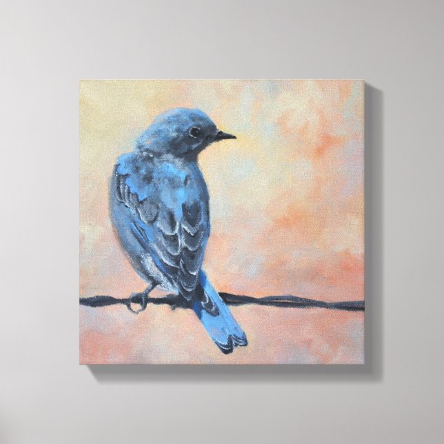 Mountain Bluebird Fine Art Wrapped Canvas Print (Front)